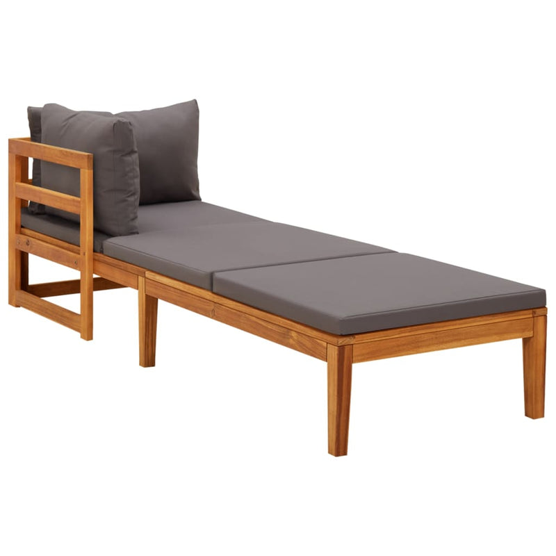 Sun Loungers with Dark Gray Cushions 2 pcs Acacia Wood