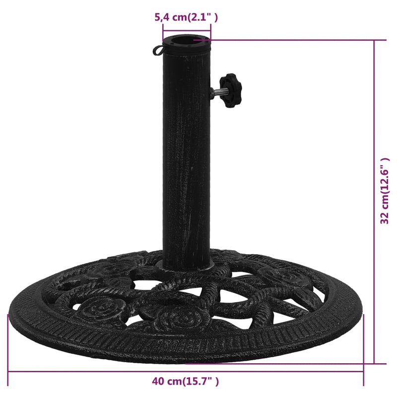 Umbrella Base Black 15.7"x15.7"x12.6" Cast Iron