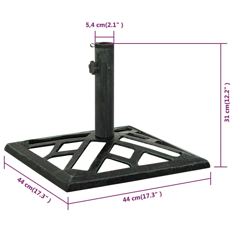 Umbrella Base Green 17.3"x17.3"x12.2" Cast Iron