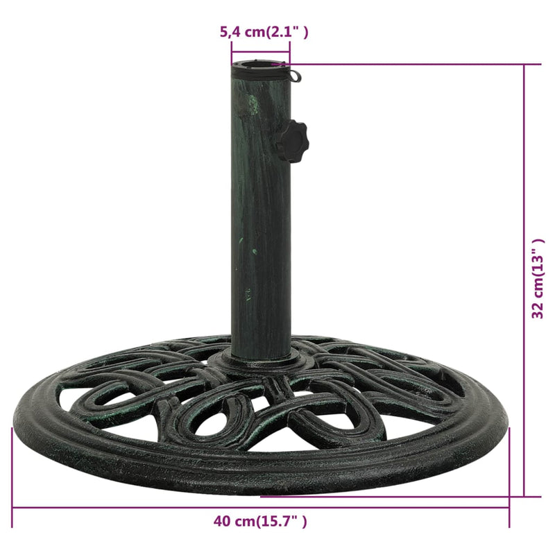 Umbrella Base Green 15.7"x15.7"x12.6" Cast Iron