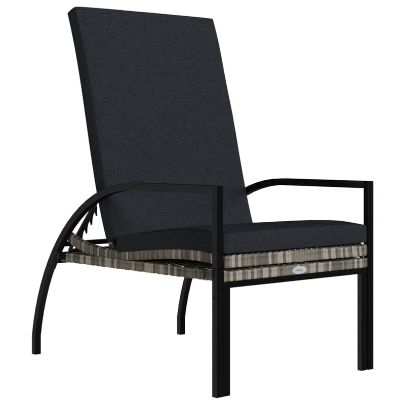 Sun Lounger with Footrest PE Rattan Gray