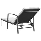 Patio Sun Lounger with Cushion Poly Rattan Black