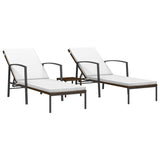 Sun Loungers 2 pcs with Table Poly Rattan Brown