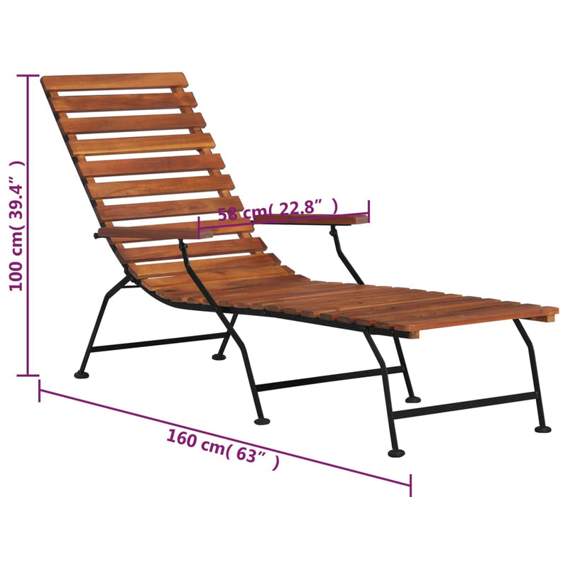 Patio Deck Chair Solid Wood Acacia