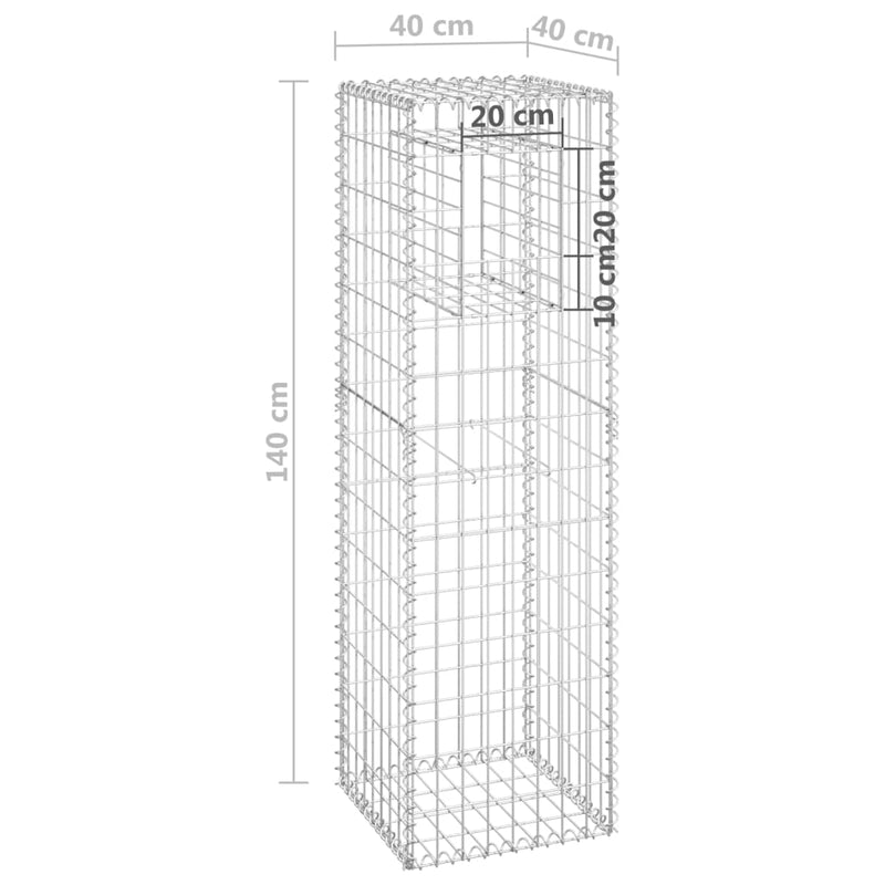 Gabion Basket Post 15.7"x15.7"x55.1" Iron