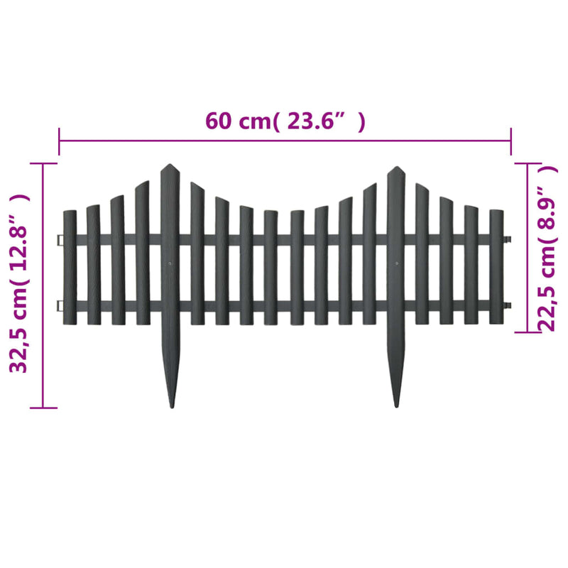 Lawn Edgings 17 pcs Anthracite 393.7" Polypropylene