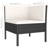 10 Piece Patio Lounge Set with Cushions Poly Rattan Black