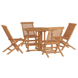 5 Piece Folding Patio Dining Set Solid Wood Teak