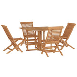 5 Piece Folding Patio Dining Set Solid Wood Teak