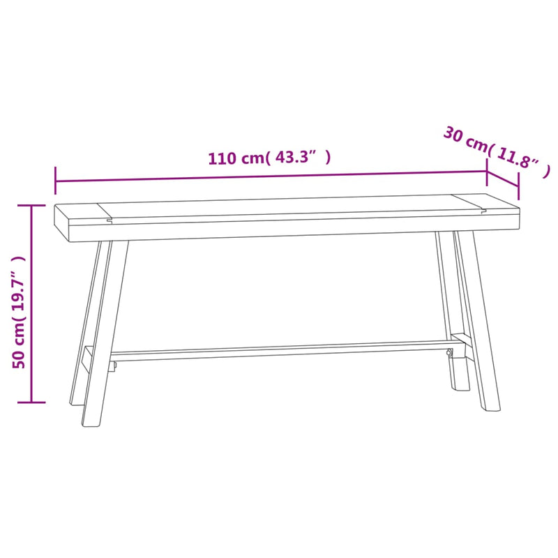 Bench 43.3" Solid Wood Teak