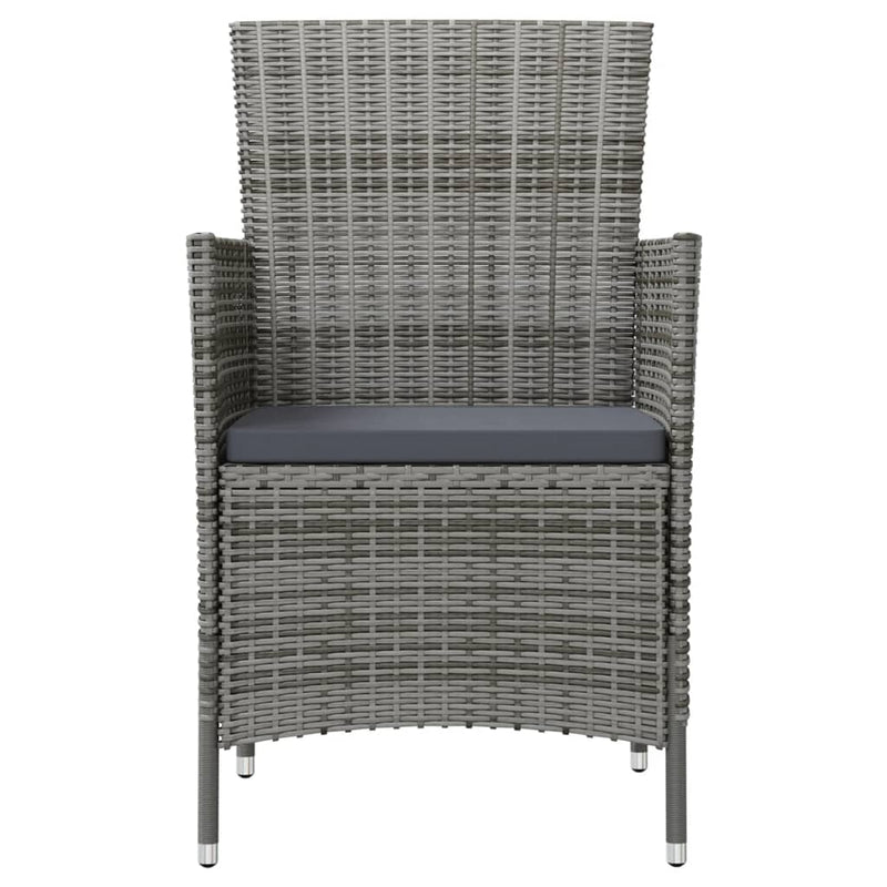 3 Piece Patio Dining Set with Cushions Poly Rattan Gray