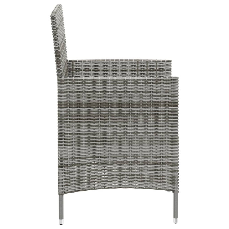 3 Piece Patio Dining Set with Cushions Poly Rattan Gray