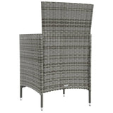 3 Piece Patio Dining Set with Cushions Poly Rattan Gray