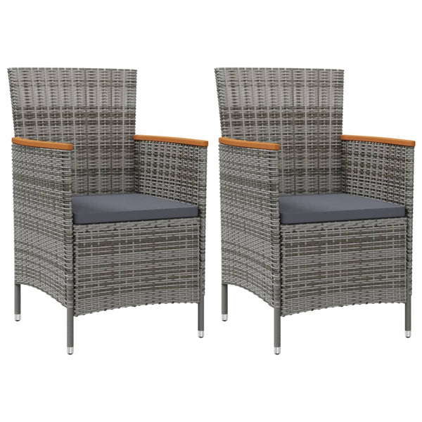 3 Piece Patio Dining Set with Cushions Poly Rattan Gray