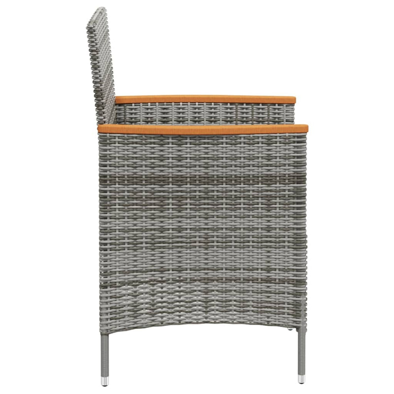 3 Piece Patio Dining Set with Cushions Poly Rattan Gray