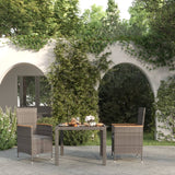 3 Piece Patio Dining Set with Cushions Poly Rattan Black & Gray