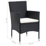 7 Piece Patio Dining Set with Cushions Poly Rattan Black