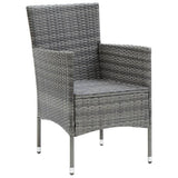 3 Piece Patio Dining Set with Cushions Poly Rattan Gray