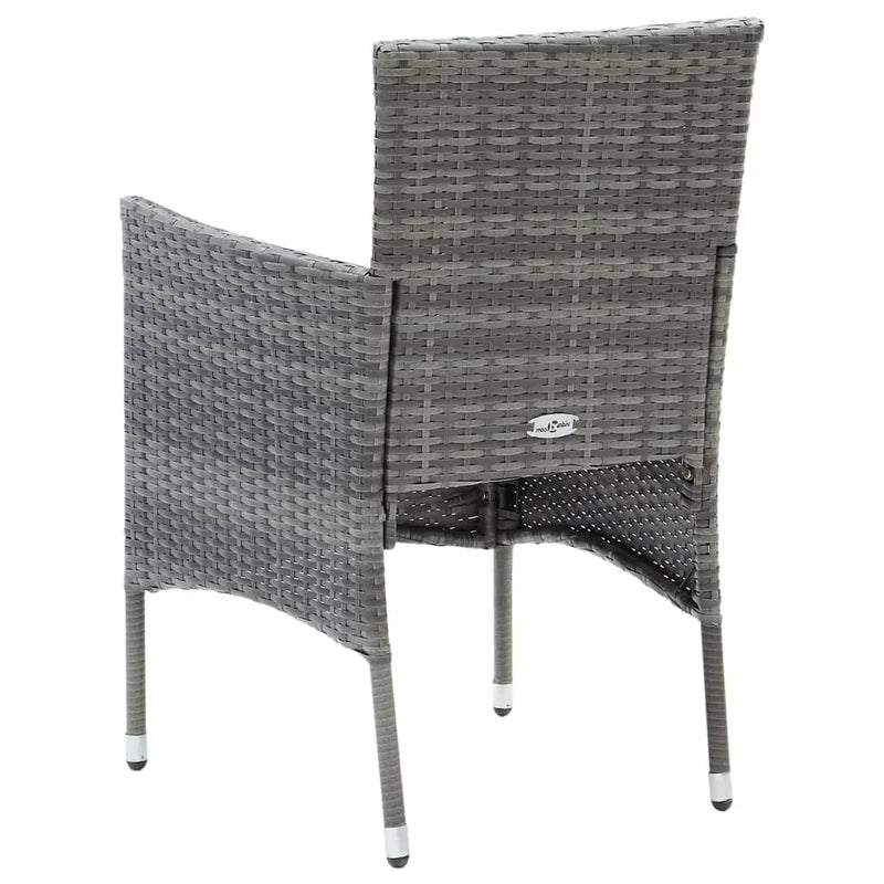 3 Piece Patio Dining Set with Cushions Poly Rattan Gray