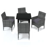 5 Piece Patio Dining Set with Cushions Poly Rattan Gray