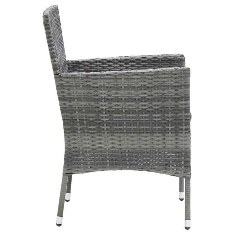 5 Piece Patio Dining Set with Cushions Poly Rattan Gray