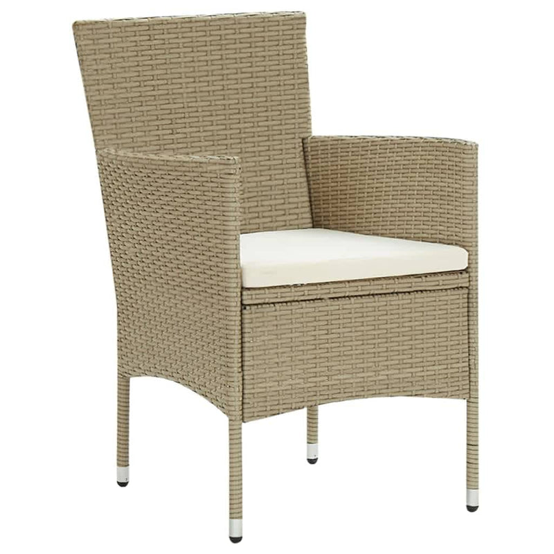 5 Piece Patio Dining Set with Cushions Poly Rattan Beige