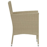 5 Piece Patio Dining Set with Cushions Poly Rattan Beige