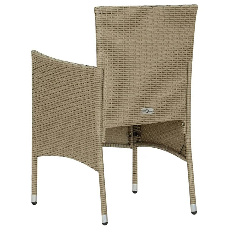 5 Piece Patio Dining Set with Cushions Poly Rattan Beige