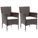 3 Piece Patio Dining Set with Cushions Poly Rattan Brown