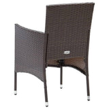 3 Piece Patio Dining Set with Cushions Poly Rattan Brown