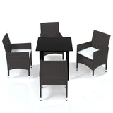 5 Piece Patio Dining Set with Cushions Poly Rattan Brown