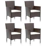 5 Piece Patio Dining Set with Cushions Poly Rattan Brown