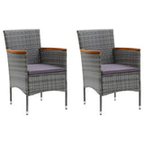 3 Piece Patio Dining Set with Cushions Poly Rattan Gray