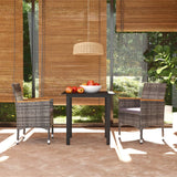 3 Piece Patio Dining Set with Cushions Poly Rattan Gray