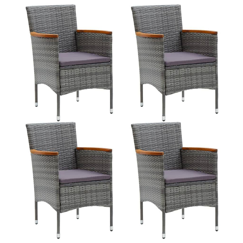 5 Piece Patio Dining Set with Cushions Poly Rattan Gray