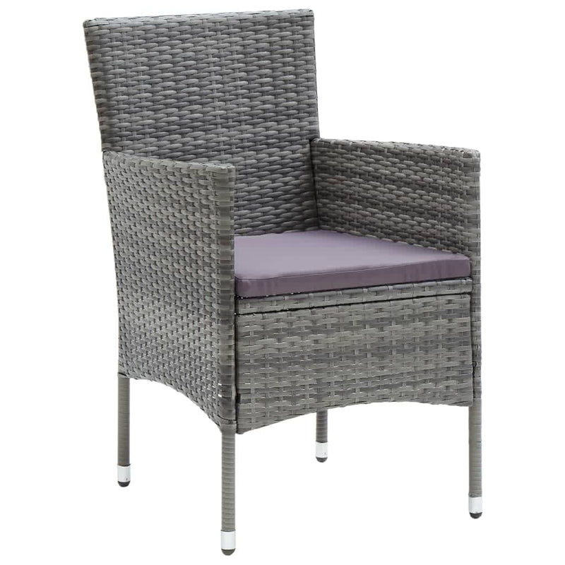 9 Piece Patio Dining Set with Cushions Poly Rattan Gray