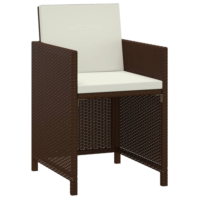 3 Piece Patio Dining Set with Cushions Poly Rattan Brown