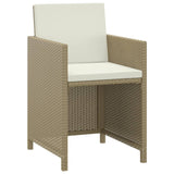 3 Piece Patio Dining Set with Cushions Poly Rattan Beige