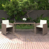 3 Piece Patio Dining Set with Cushions Poly Rattan Beige