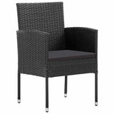 Patio Chairs with Black Cushions 2 pcs Black Poly Rattan