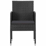 Patio Chairs with Black Cushions 2 pcs Black Poly Rattan