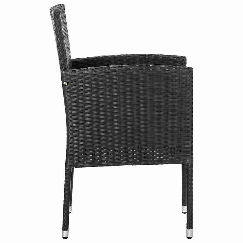 Patio Chairs with Black Cushions 2 pcs Black Poly Rattan