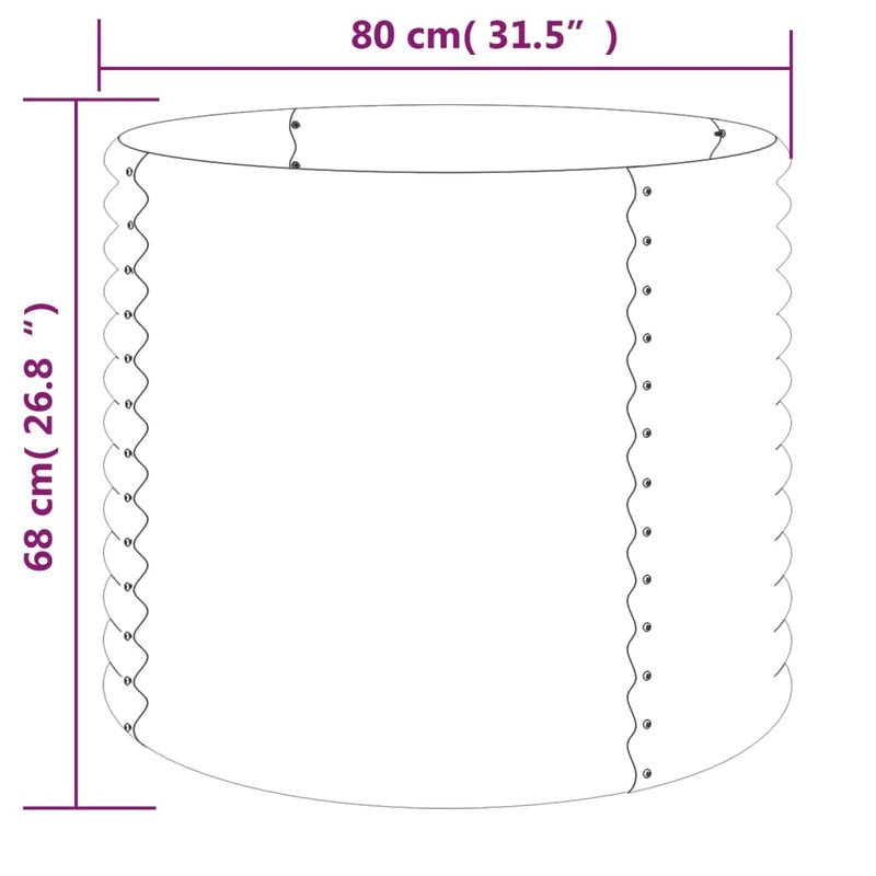 Garden Planter Powder-coated Steel 31.5"x31.5"x26.8" Anthracite