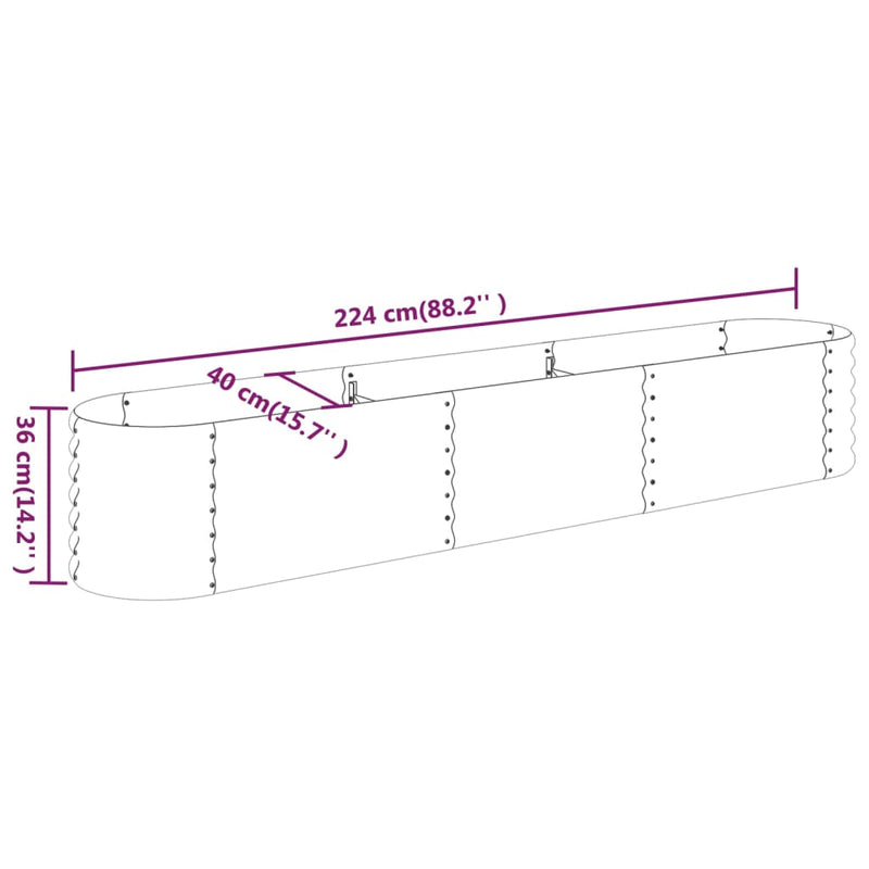 Garden Raised Bed Powder-coated Steel 88.2"x15.7"x14.2" Anthracite