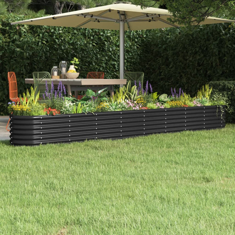 Garden Raised Bed Powder-coated Steel 130.7"x15.7"x14.2" Anthracite