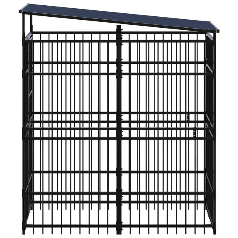 Outdoor Dog Kennel with Roof Steel 19.8 ft²