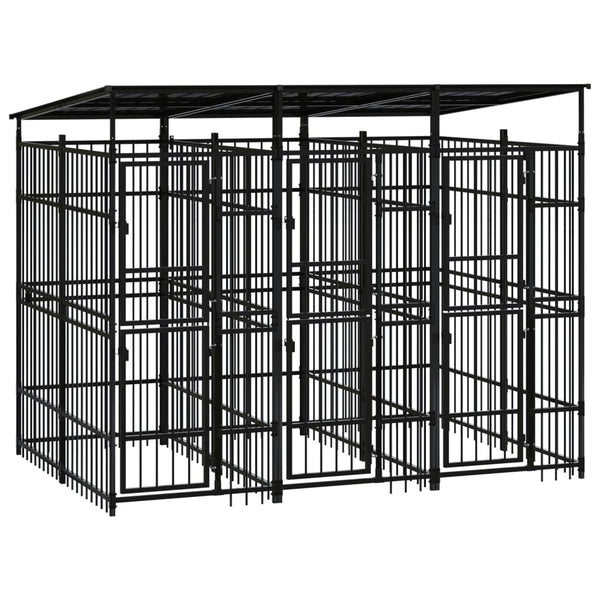 Outdoor Dog Kennel with Roof Steel 59.5 ft²