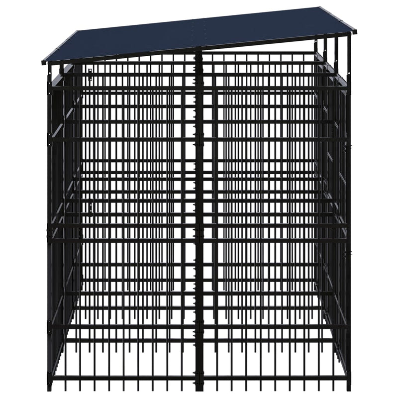 Outdoor Dog Kennel with Roof Steel 59.5 ft²