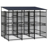 Outdoor Dog Kennel with Roof Steel 59.5 ft²