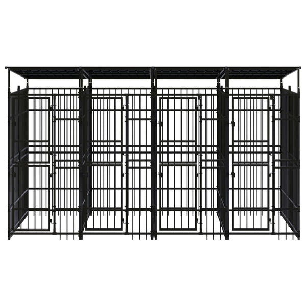 Outdoor Dog Kennel with Roof Steel 79.3 ft²